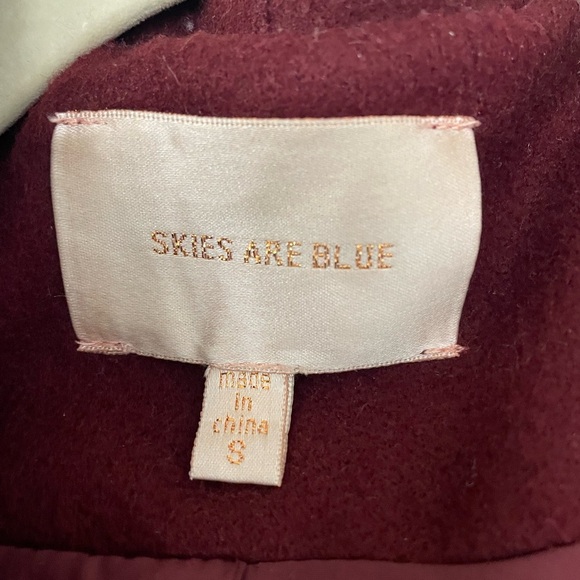 Skies Are Blue, Small, women’s wool blend wide lapel collar belted lined coat - Picture 2 of 5